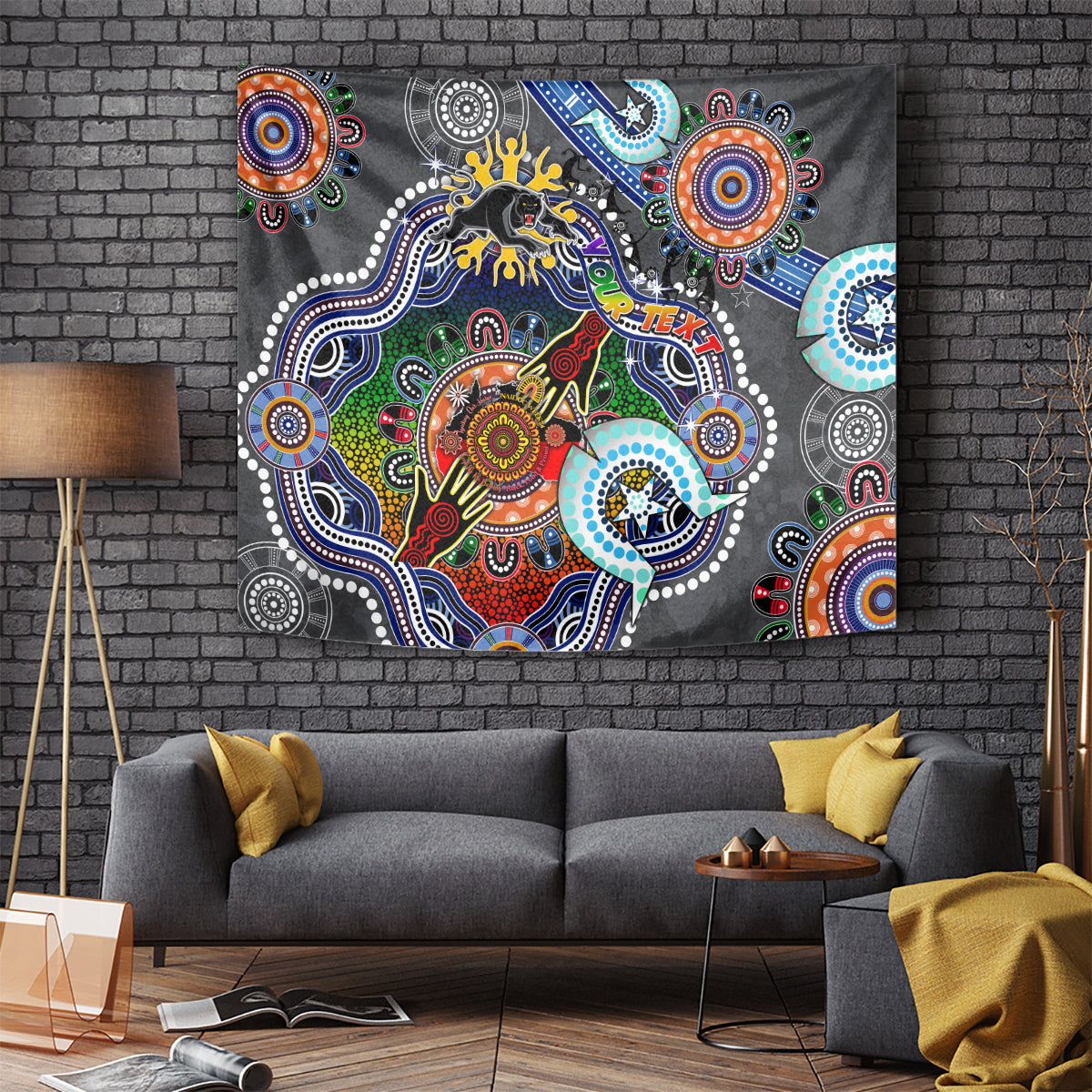 Personalised Panthers NAIDOC Week 2024 Tapestry Australia Aboriginal Dot Painting - Vibe Hoodie Shop