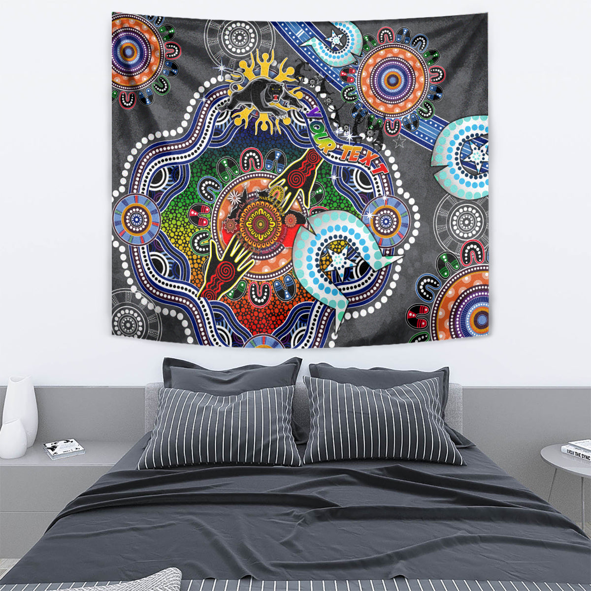 Personalised Panthers NAIDOC Week 2024 Tapestry Australia Aboriginal Dot Painting - Vibe Hoodie Shop