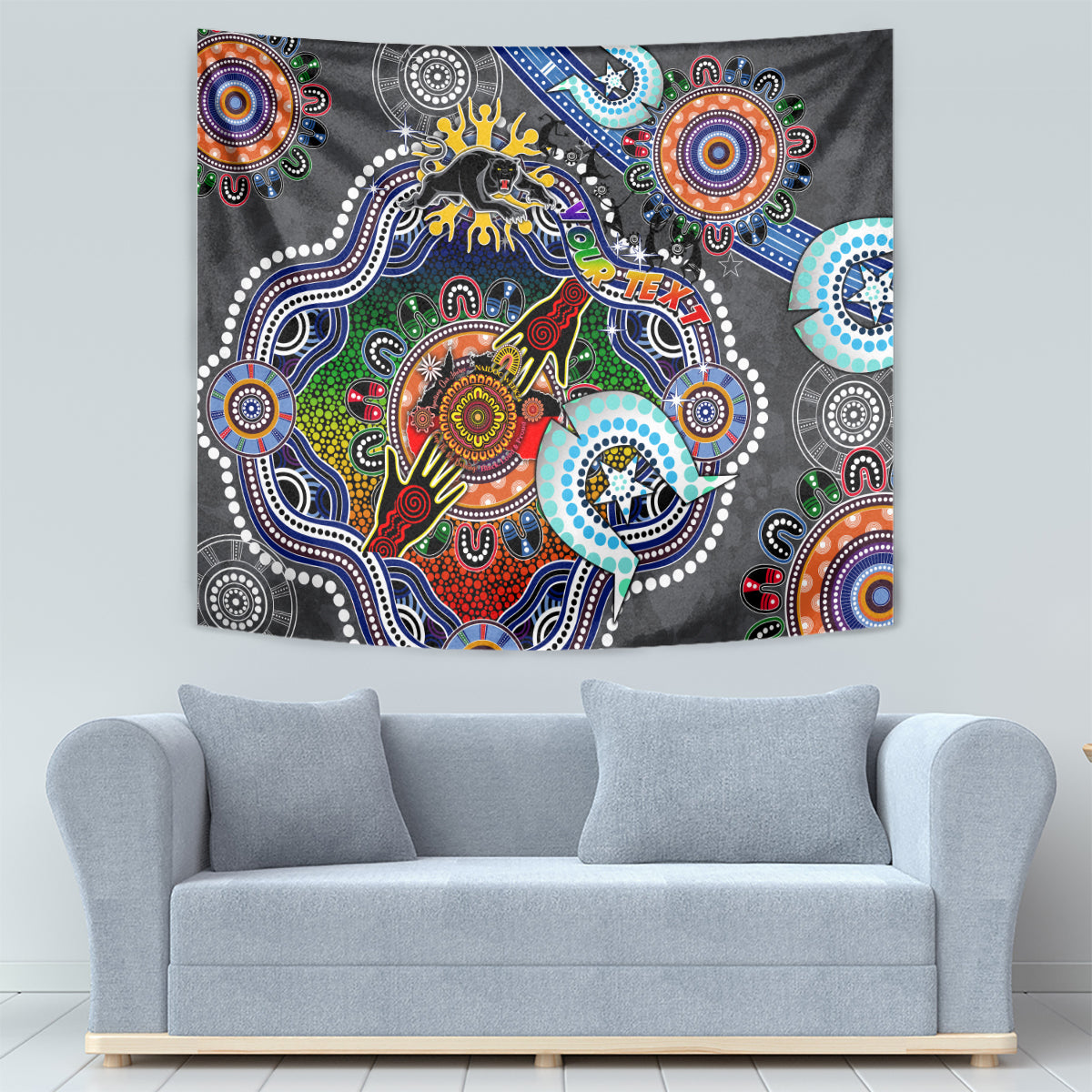 Personalised Panthers NAIDOC Week 2024 Tapestry Australia Aboriginal Dot Painting - Vibe Hoodie Shop