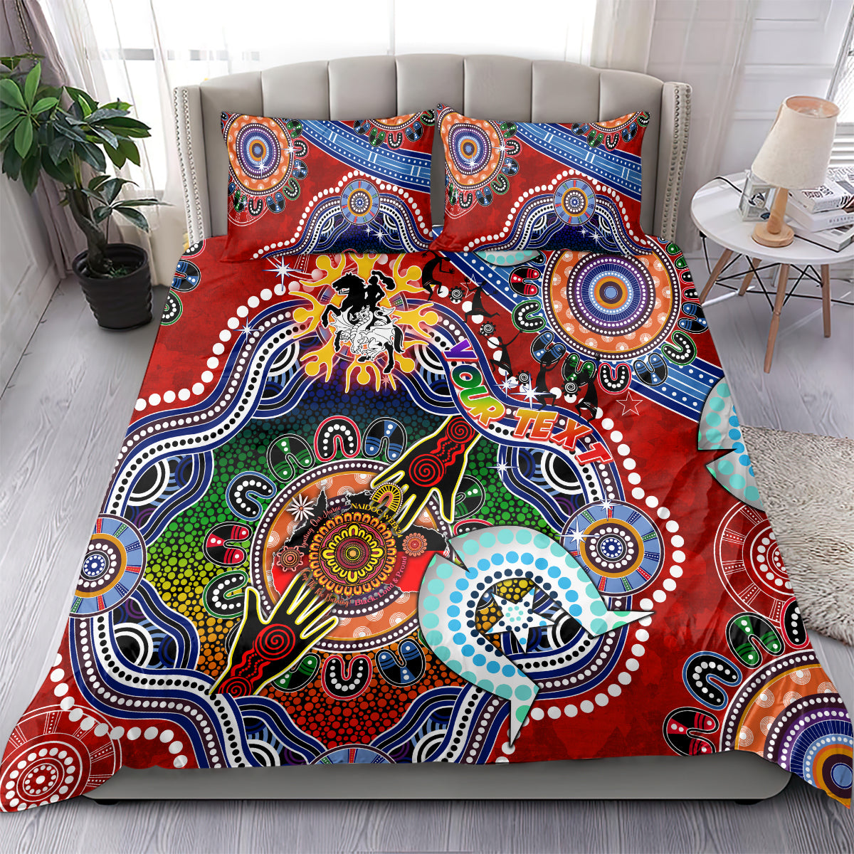 Personalised Dragons NAIDOC Week 2024 Bedding Set Australia Aboriginal Dot Painting - Vibe Hoodie Shop
