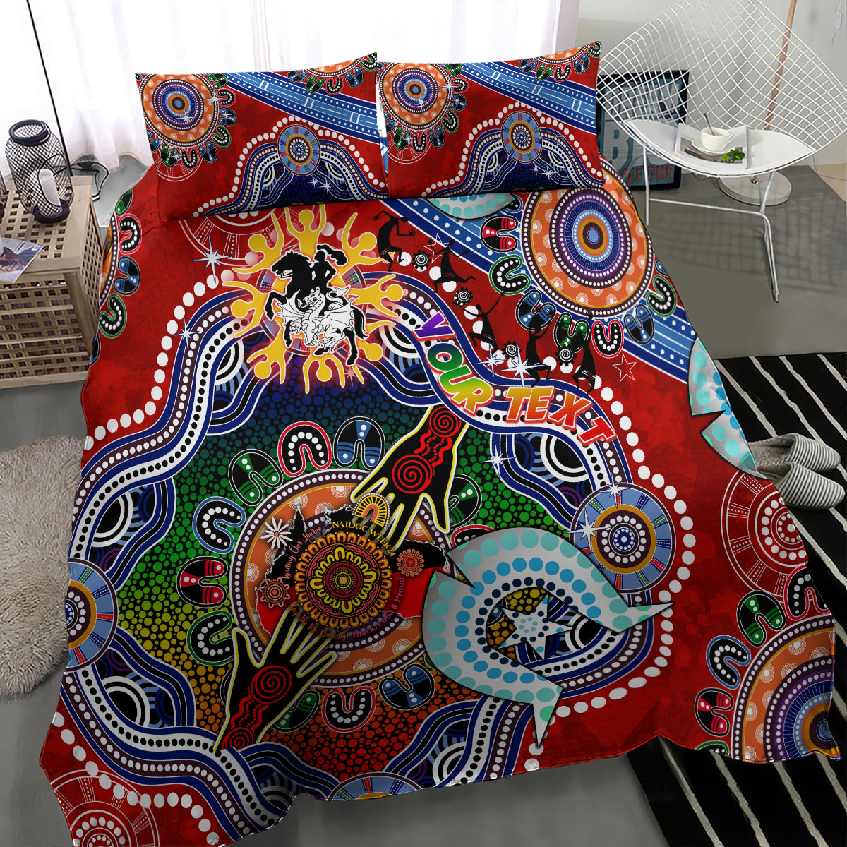 Personalised Dragons NAIDOC Week 2024 Bedding Set Australia Aboriginal Dot Painting - Vibe Hoodie Shop