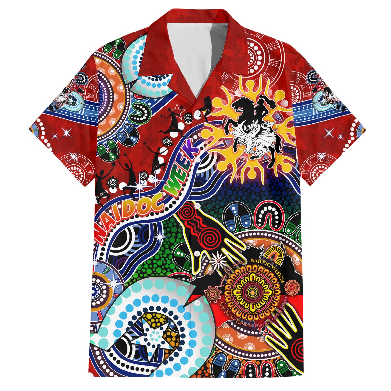 Personalised Dragons NAIDOC Week 2024 Hawaiian Shirt Australia Aboriginal Dot Painting - Vibe Hoodie Shop