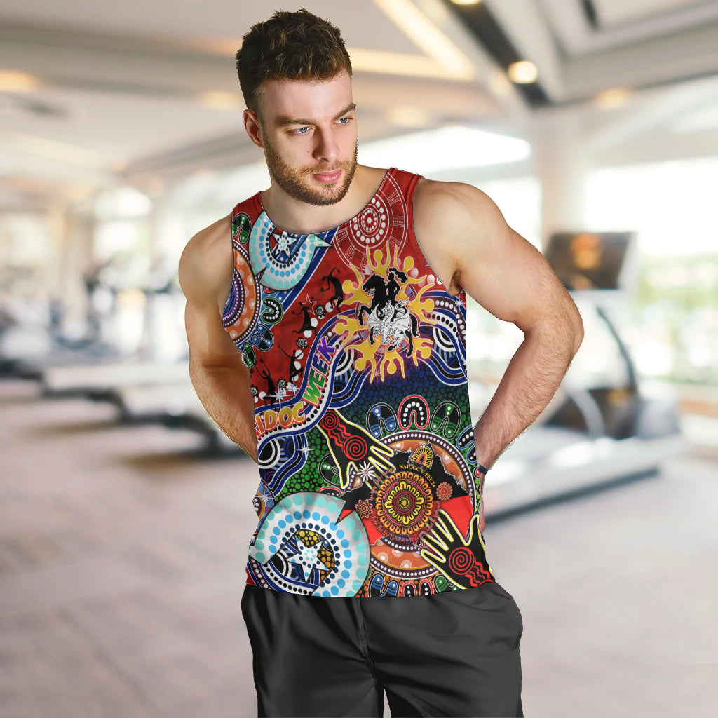 Personalised Dragons NAIDOC Week 2024 Men Tank Top Australia Aboriginal Dot Painting - Vibe Hoodie Shop