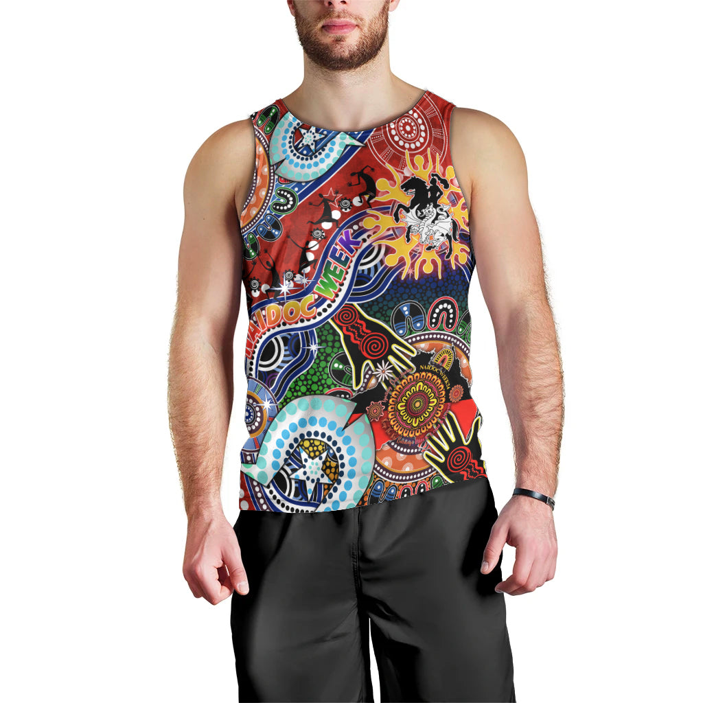Personalised Dragons NAIDOC Week 2024 Men Tank Top Australia Aboriginal Dot Painting - Vibe Hoodie Shop