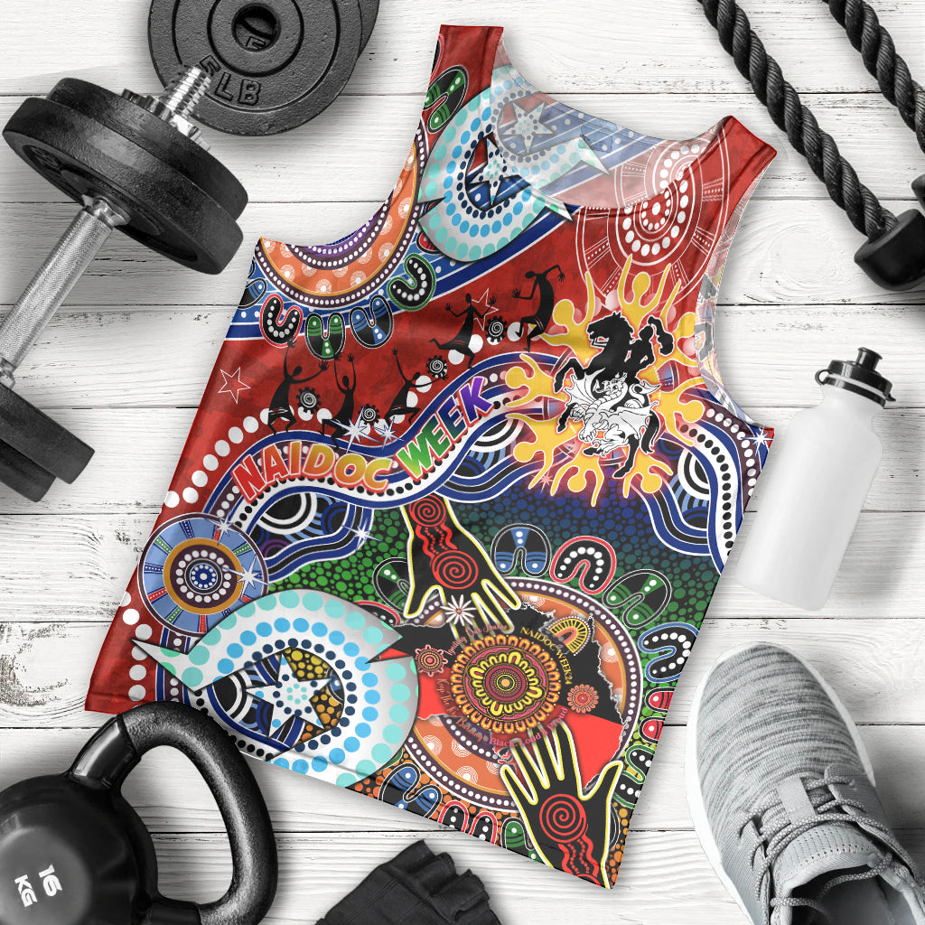 Personalised Dragons NAIDOC Week 2024 Men Tank Top Australia Aboriginal Dot Painting - Vibe Hoodie Shop
