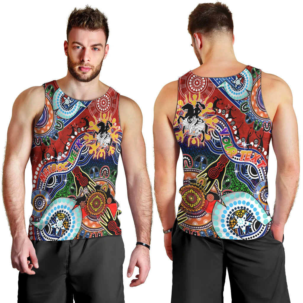 Personalised Dragons NAIDOC Week 2024 Men Tank Top Australia Aboriginal Dot Painting - Vibe Hoodie Shop