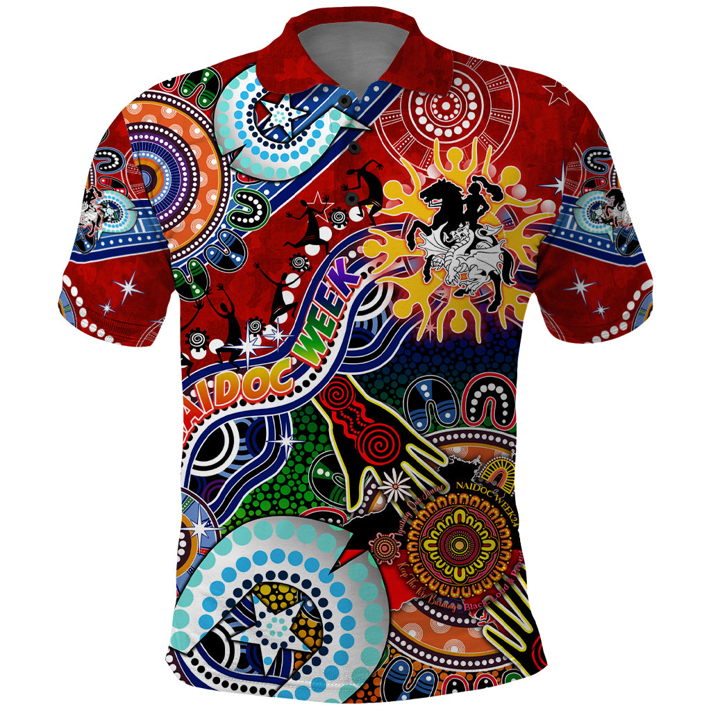 Personalised Dragons NAIDOC Week 2024 Polo Shirt Australia Aboriginal Dot Painting - Vibe Hoodie Shop