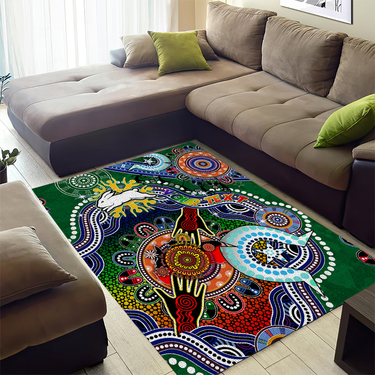 Personalised Rabbitohs NAIDOC Week 2024 Area Rug Australia Aboriginal Dot Painting - Vibe Hoodie Shop