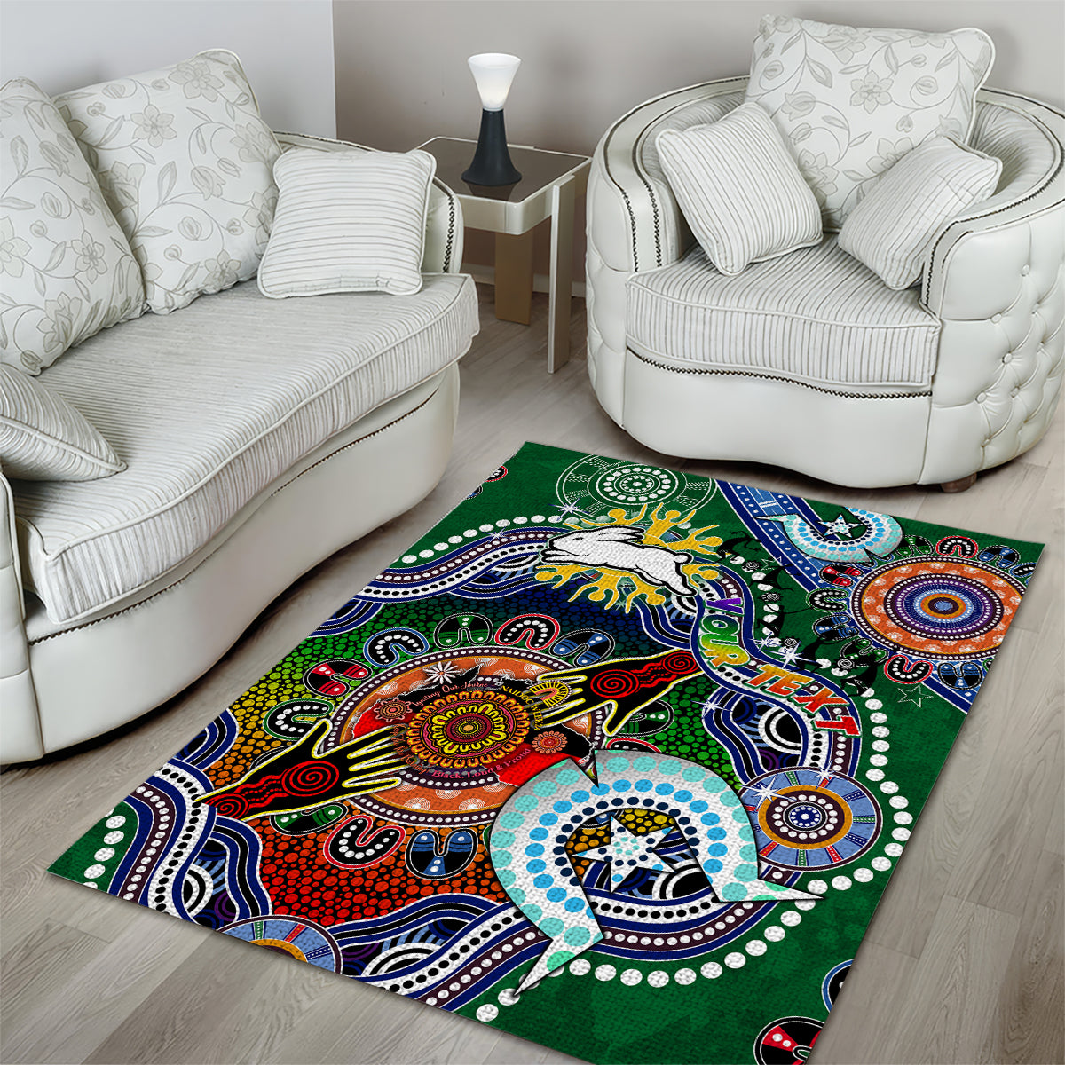 Personalised Rabbitohs NAIDOC Week 2024 Area Rug Australia Aboriginal Dot Painting - Vibe Hoodie Shop