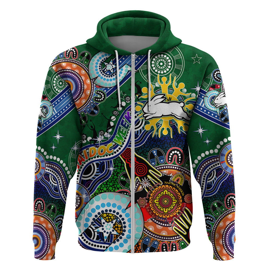 Personalised Rabbitohs NAIDOC Week 2024 Hoodie Australia Aboriginal Dot Painting - Vibe Hoodie Shop