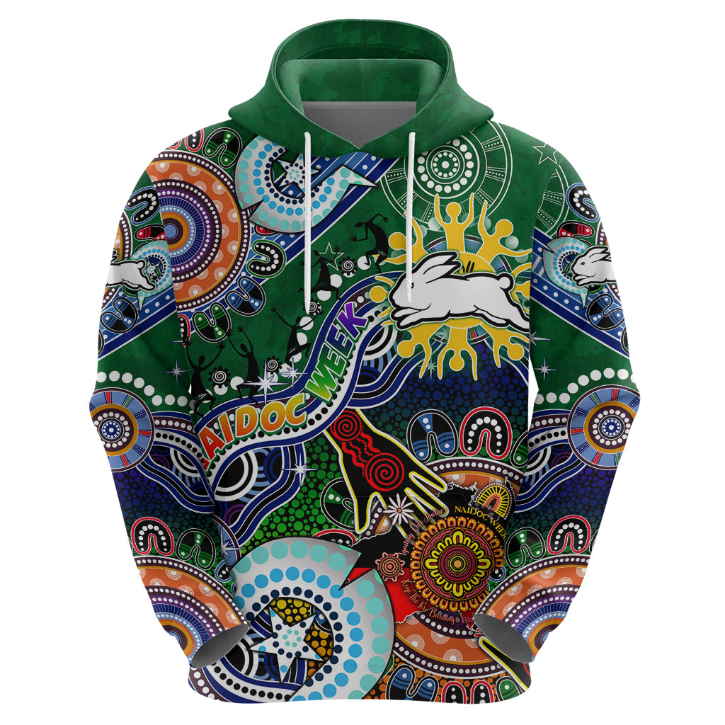 Personalised Rabbitohs NAIDOC Week 2024 Hoodie Australia Aboriginal Dot Painting - Vibe Hoodie Shop