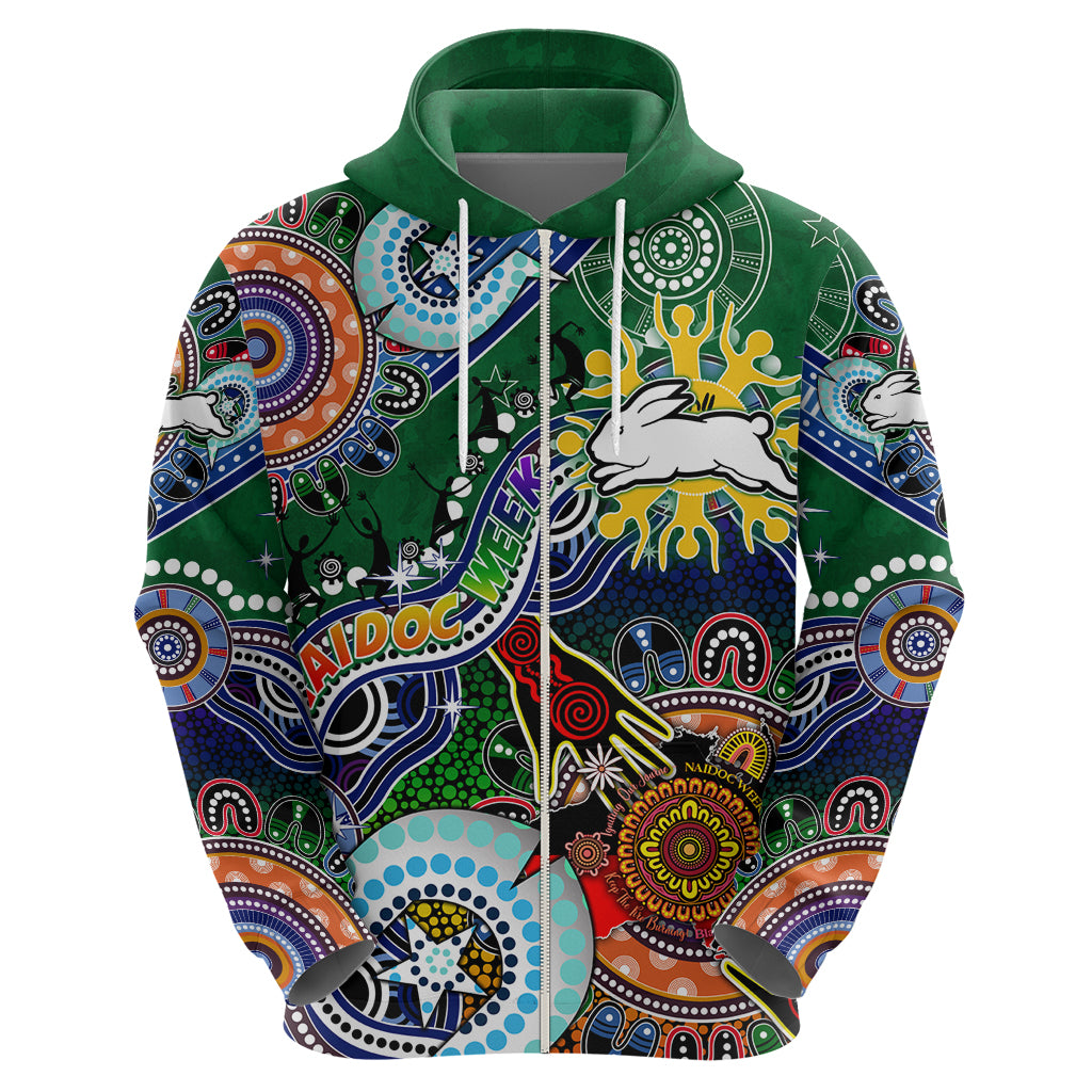 Personalised Rabbitohs NAIDOC Week 2024 Hoodie Australia Aboriginal Dot Painting - Vibe Hoodie Shop