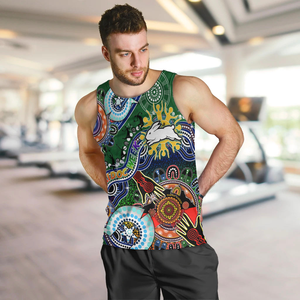 Personalised Rabbitohs NAIDOC Week 2024 Men Tank Top Australia Aboriginal Dot Painting - Vibe Hoodie Shop