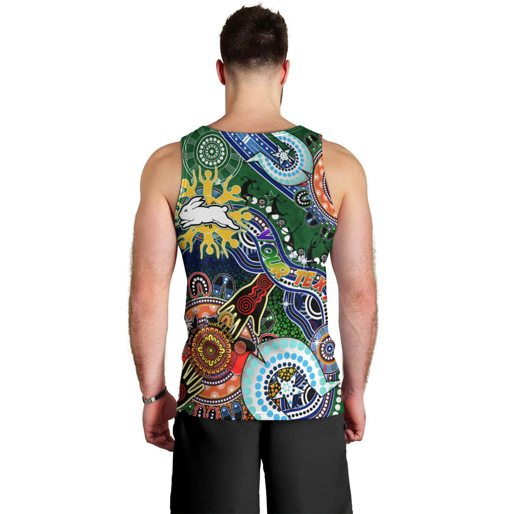Personalised Rabbitohs NAIDOC Week 2024 Men Tank Top Australia Aboriginal Dot Painting - Vibe Hoodie Shop