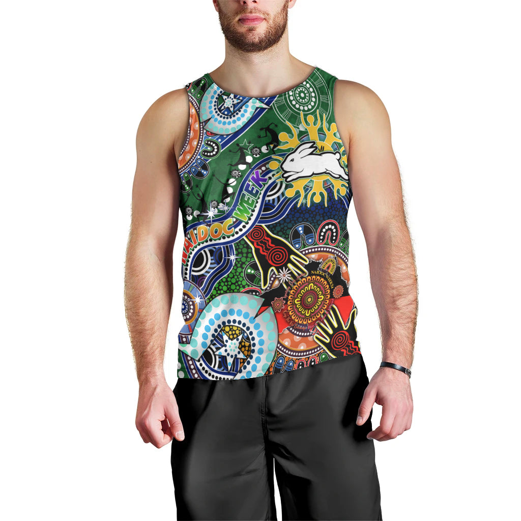 Personalised Rabbitohs NAIDOC Week 2024 Men Tank Top Australia Aboriginal Dot Painting - Vibe Hoodie Shop