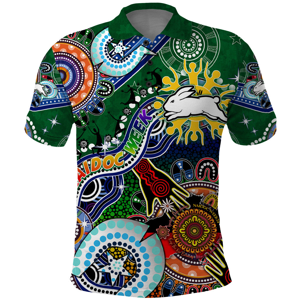Personalised Rabbitohs NAIDOC Week 2024 Polo Shirt Australia Aboriginal Dot Painting - Vibe Hoodie Shop