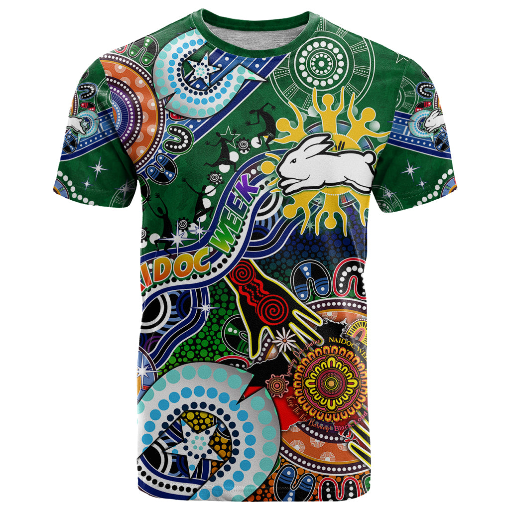 Personalised Rabbitohs NAIDOC Week 2024 T Shirt Australia Aboriginal Dot Painting - Vibe Hoodie Shop