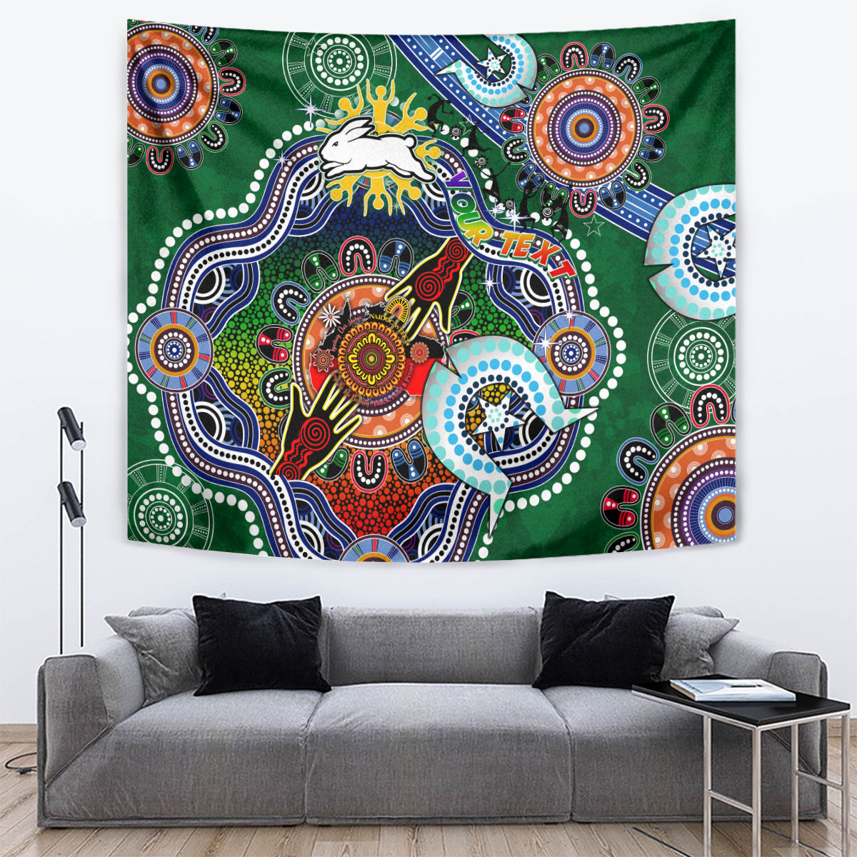 Personalised Rabbitohs NAIDOC Week 2024 Tapestry Australia Aboriginal Dot Painting - Vibe Hoodie Shop