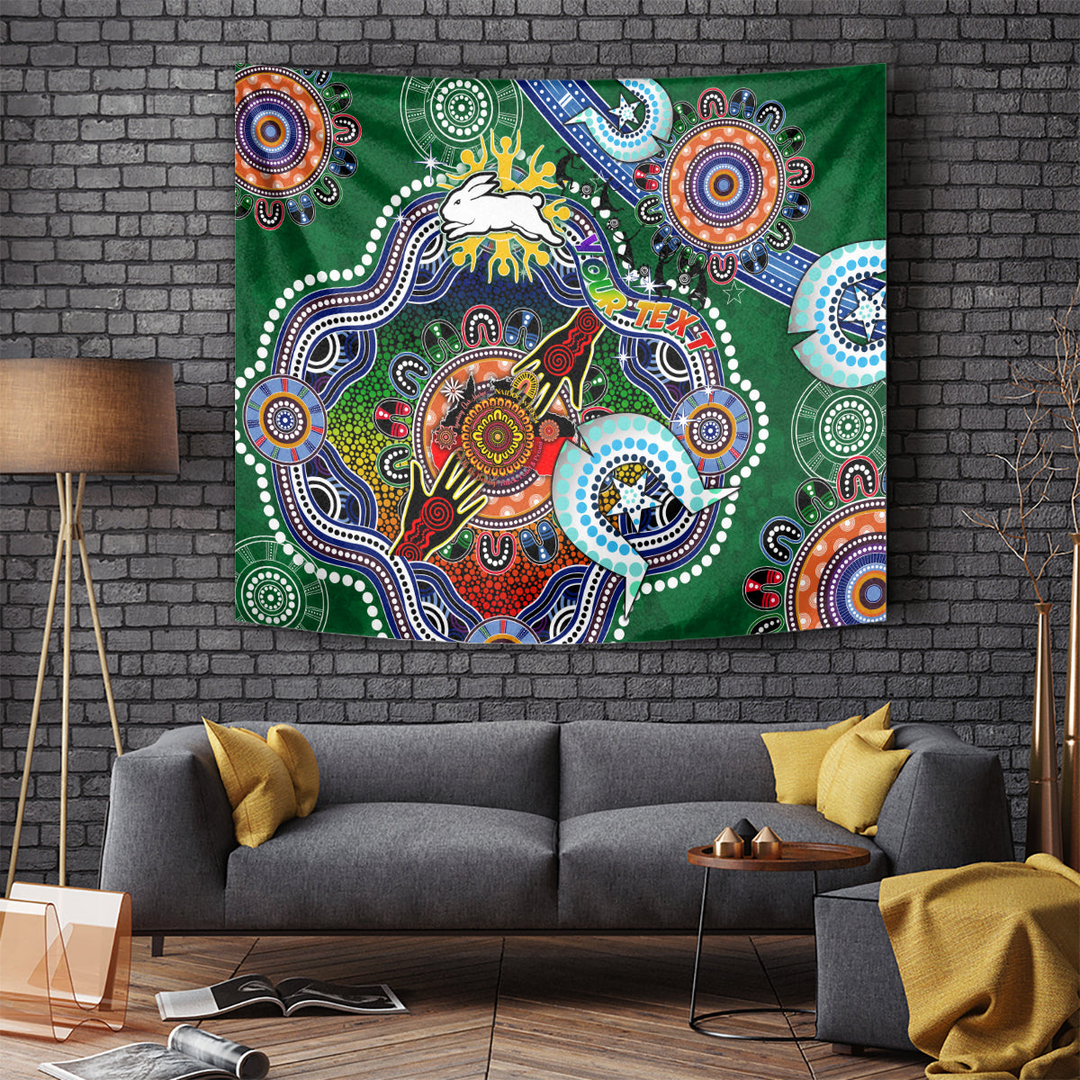 Personalised Rabbitohs NAIDOC Week 2024 Tapestry Australia Aboriginal Dot Painting - Vibe Hoodie Shop