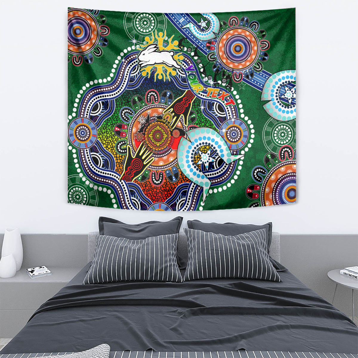 Personalised Rabbitohs NAIDOC Week 2024 Tapestry Australia Aboriginal Dot Painting - Vibe Hoodie Shop