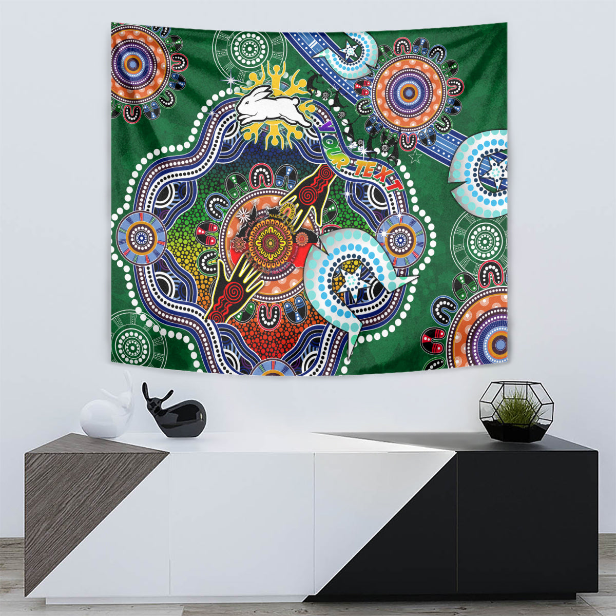 Personalised Rabbitohs NAIDOC Week 2024 Tapestry Australia Aboriginal Dot Painting - Vibe Hoodie Shop