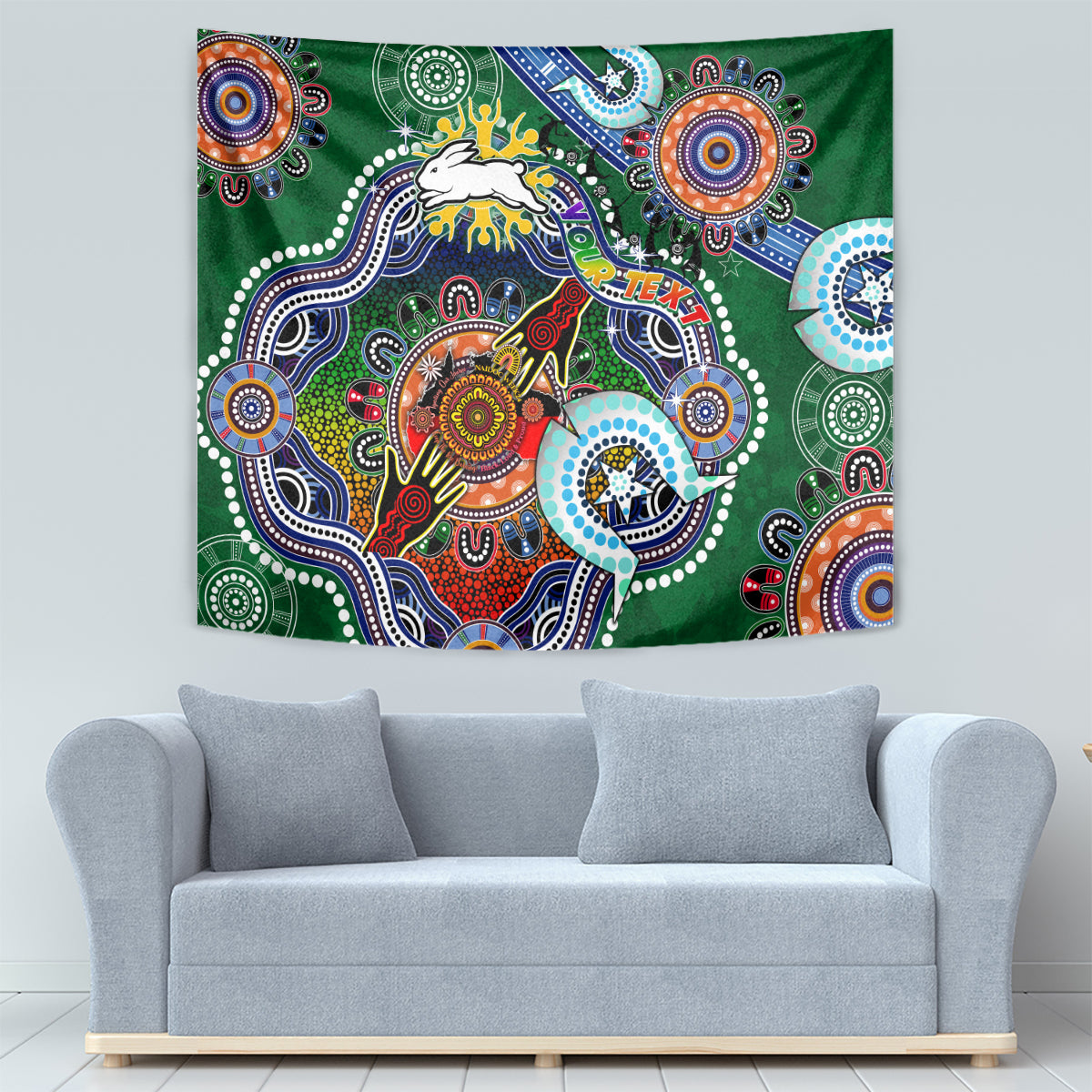 Personalised Rabbitohs NAIDOC Week 2024 Tapestry Australia Aboriginal Dot Painting - Vibe Hoodie Shop