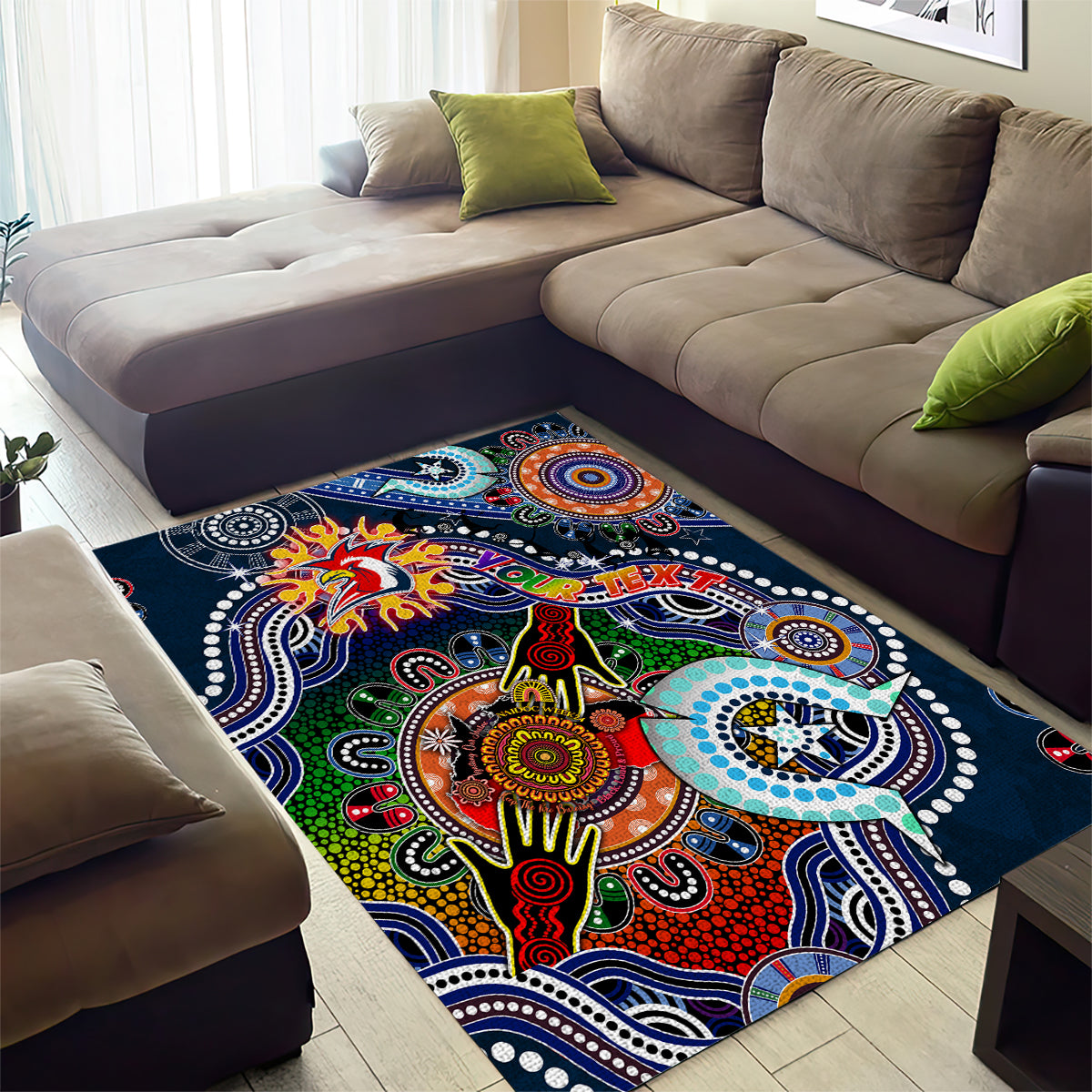 Personalised Roosters NAIDOC Week 2024 Area Rug Australia Aboriginal Dot Painting - Vibe Hoodie Shop