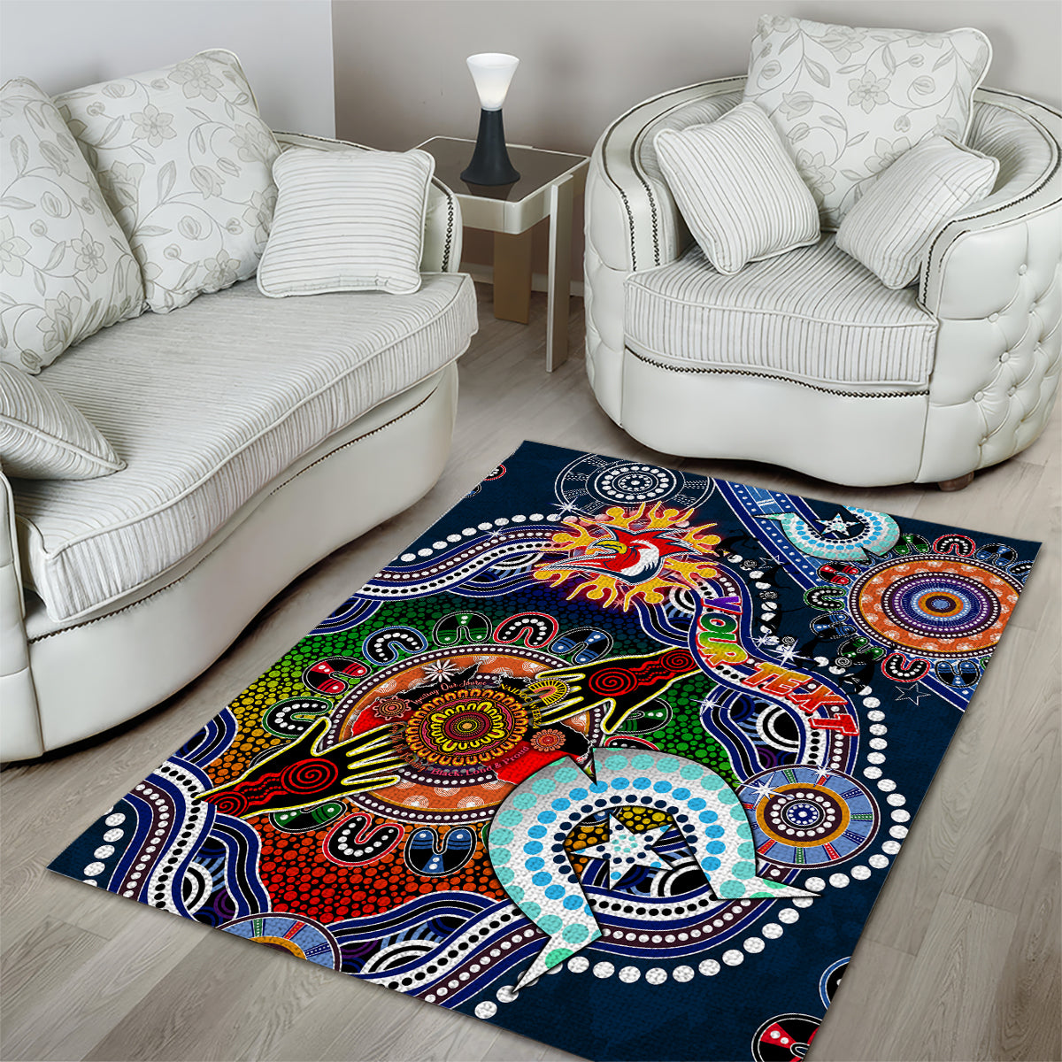 Personalised Roosters NAIDOC Week 2024 Area Rug Australia Aboriginal Dot Painting - Vibe Hoodie Shop