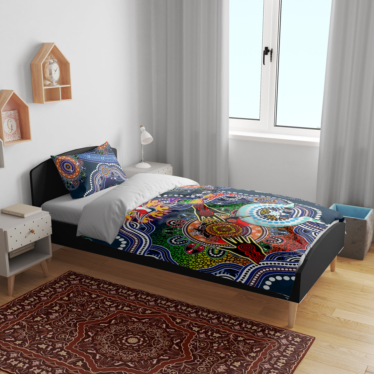 Personalised Roosters NAIDOC Week 2024 Bedding Set Australia Aboriginal Dot Painting - Vibe Hoodie Shop