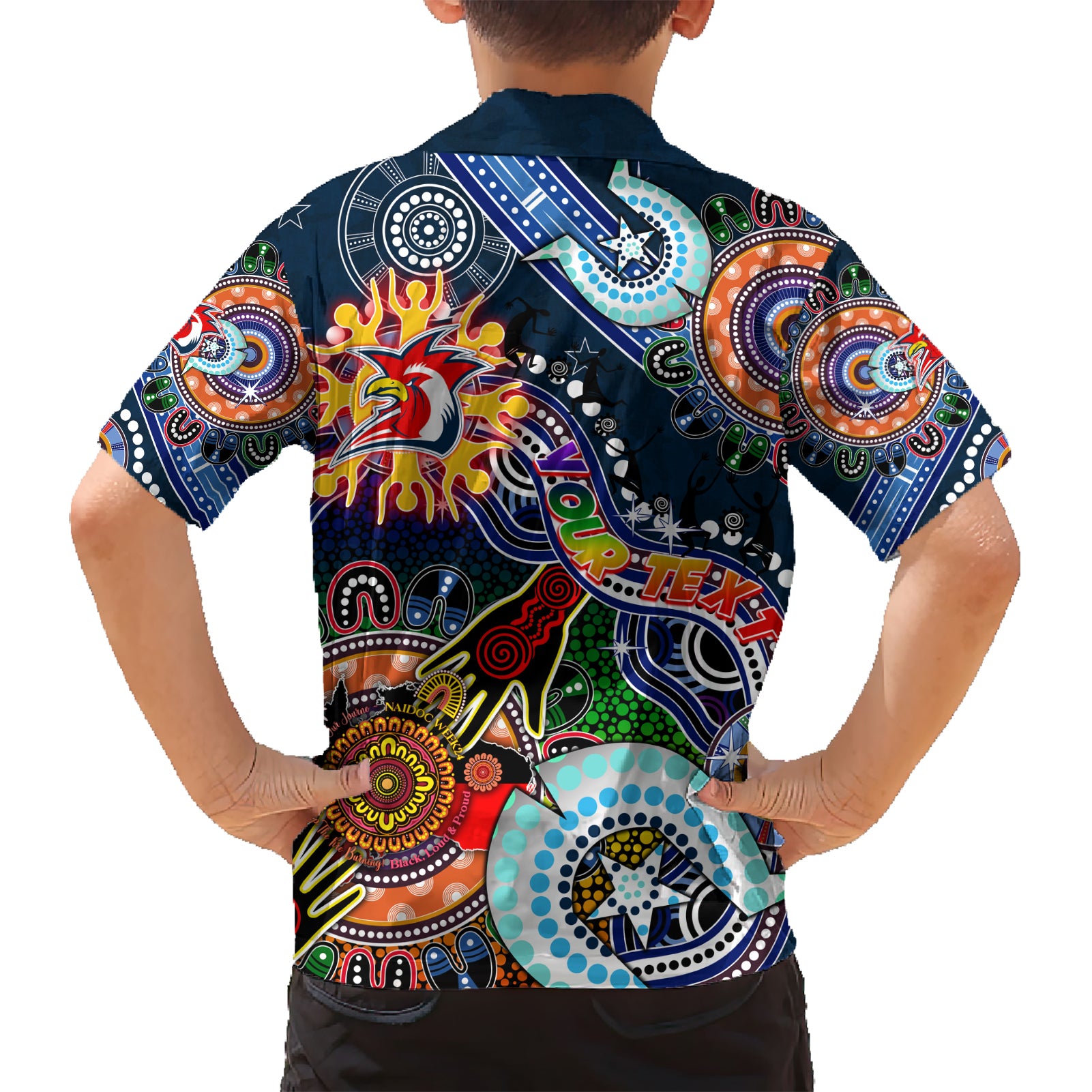 Personalised Roosters NAIDOC Week 2024 Hawaiian Shirt Australia Aboriginal Dot Painting - Vibe Hoodie Shop