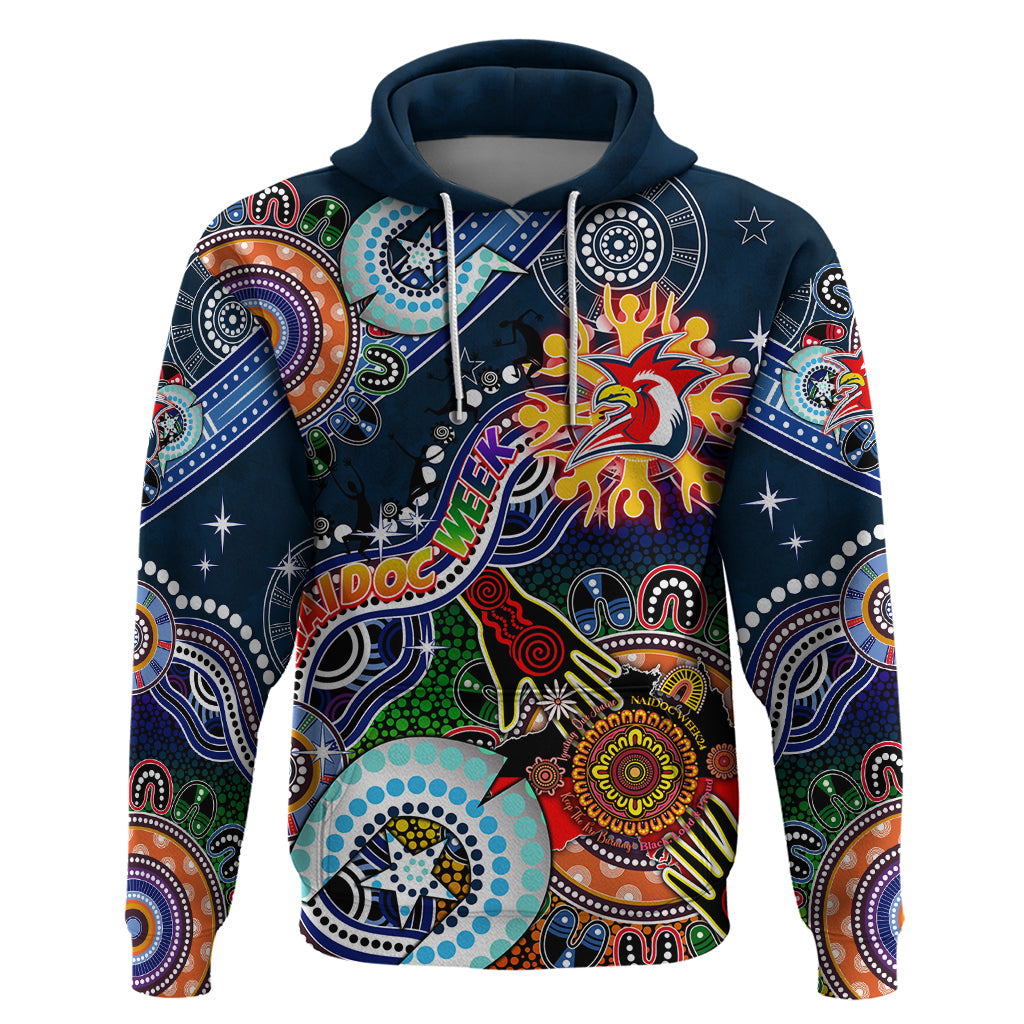 Personalised Roosters NAIDOC Week 2024 Hoodie Australia Aboriginal Dot Painting - Vibe Hoodie Shop
