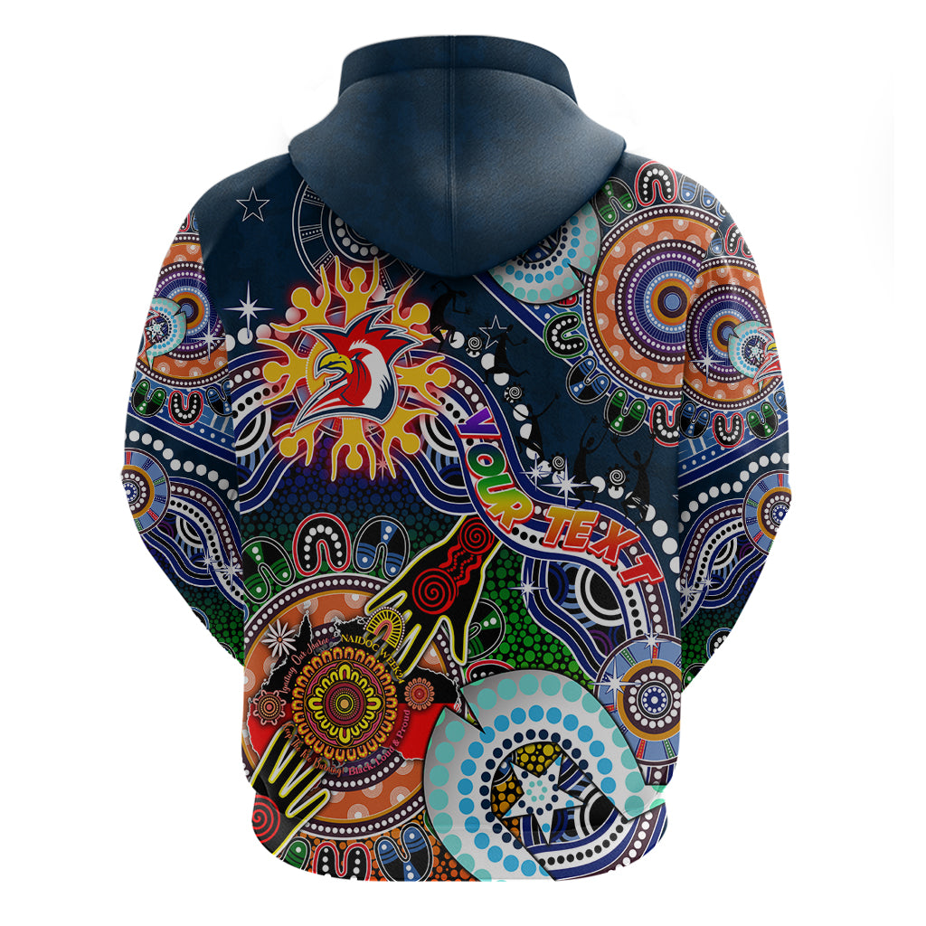 Personalised Roosters NAIDOC Week 2024 Hoodie Australia Aboriginal Dot Painting - Vibe Hoodie Shop
