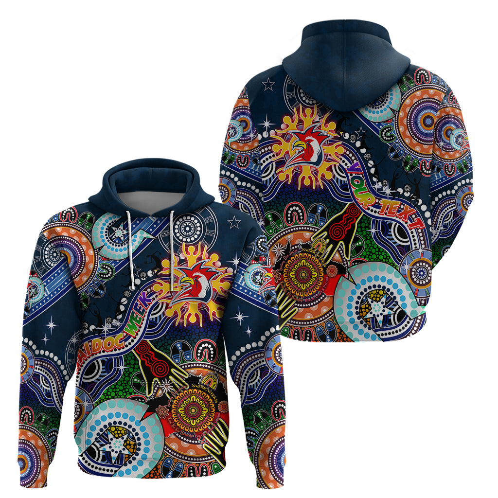 Personalised Roosters NAIDOC Week 2024 Hoodie Australia Aboriginal Dot Painting - Vibe Hoodie Shop