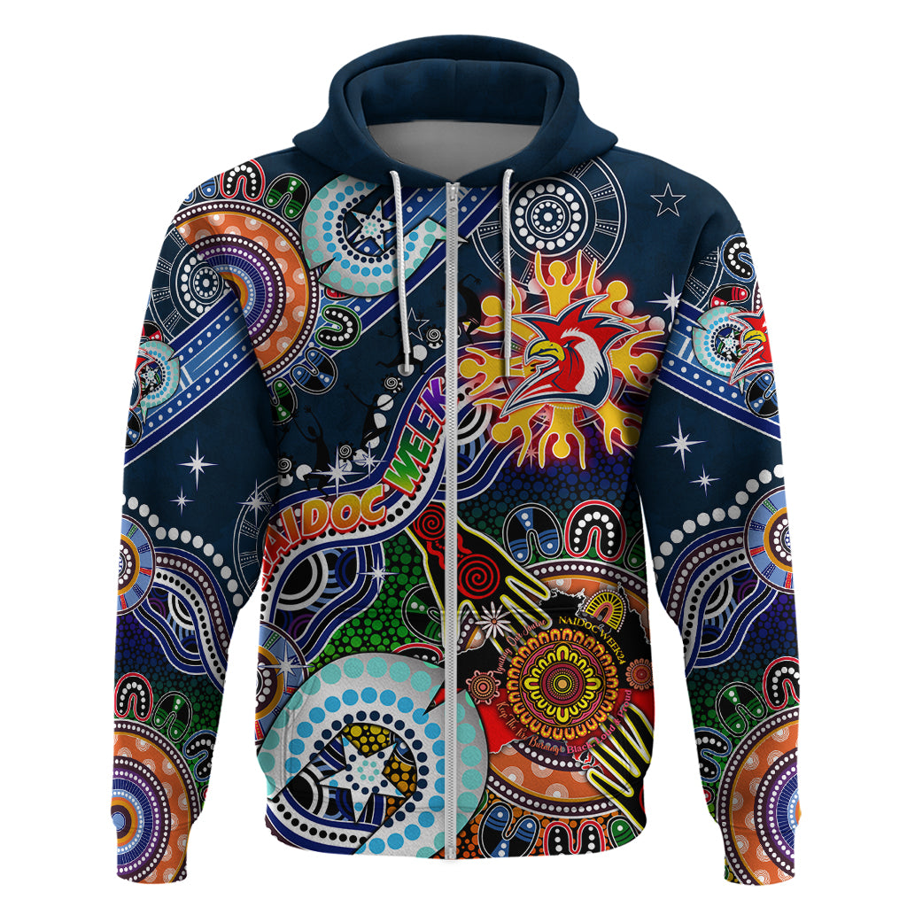 Personalised Roosters NAIDOC Week 2024 Hoodie Australia Aboriginal Dot Painting - Vibe Hoodie Shop
