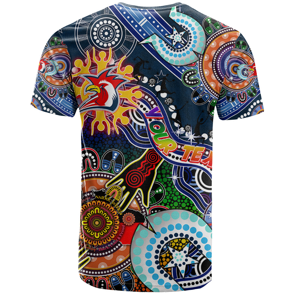 Personalised Roosters NAIDOC Week 2024 T Shirt Australia Aboriginal Dot Painting - Vibe Hoodie Shop