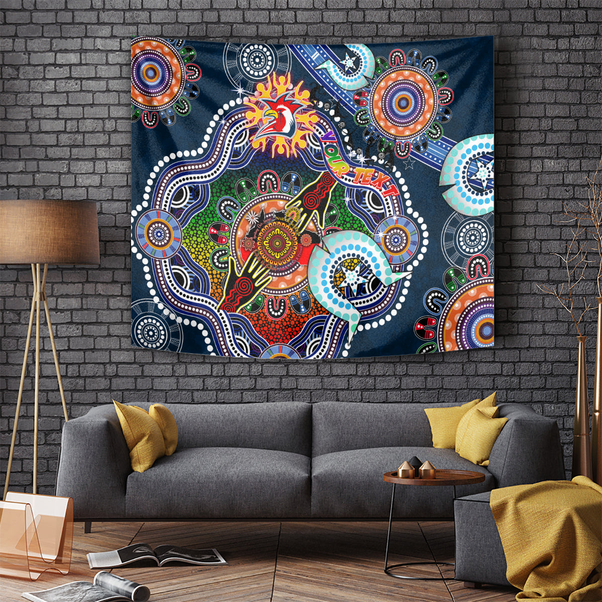 Personalised Roosters NAIDOC Week 2024 Tapestry Australia Aboriginal Dot Painting - Vibe Hoodie Shop