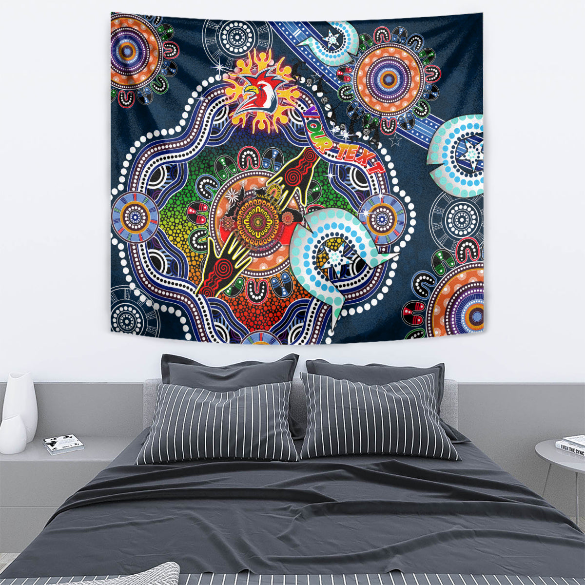 Personalised Roosters NAIDOC Week 2024 Tapestry Australia Aboriginal Dot Painting - Vibe Hoodie Shop