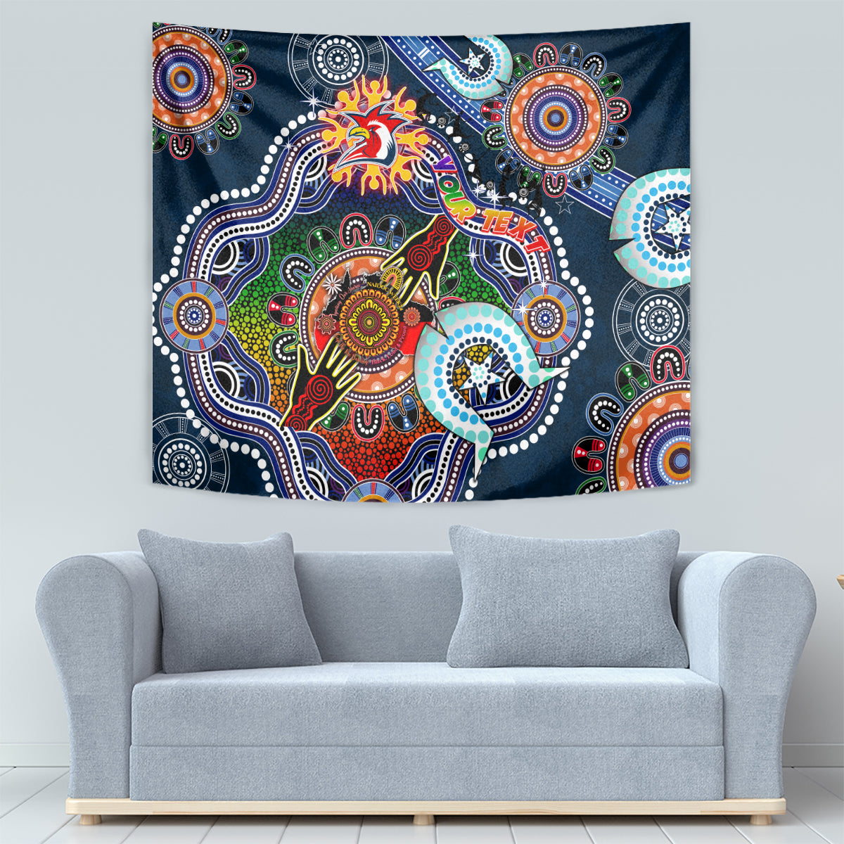 Personalised Roosters NAIDOC Week 2024 Tapestry Australia Aboriginal Dot Painting - Vibe Hoodie Shop