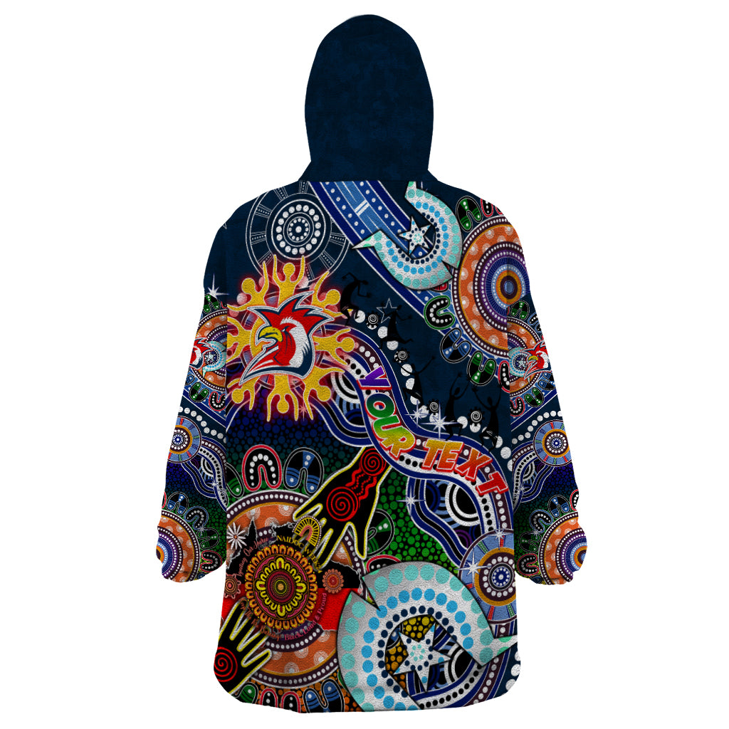 Personalised Roosters NAIDOC Week 2024 Wearable Blanket Hoodie Australia Aboriginal Dot Painting - Vibe Hoodie Shop