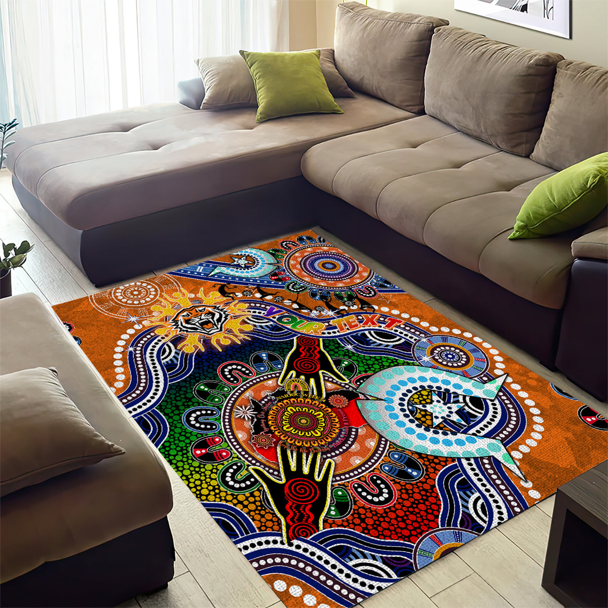 Personalised Tigers NAIDOC Week 2024 Area Rug Australia Aboriginal Dot Painting - Vibe Hoodie Shop