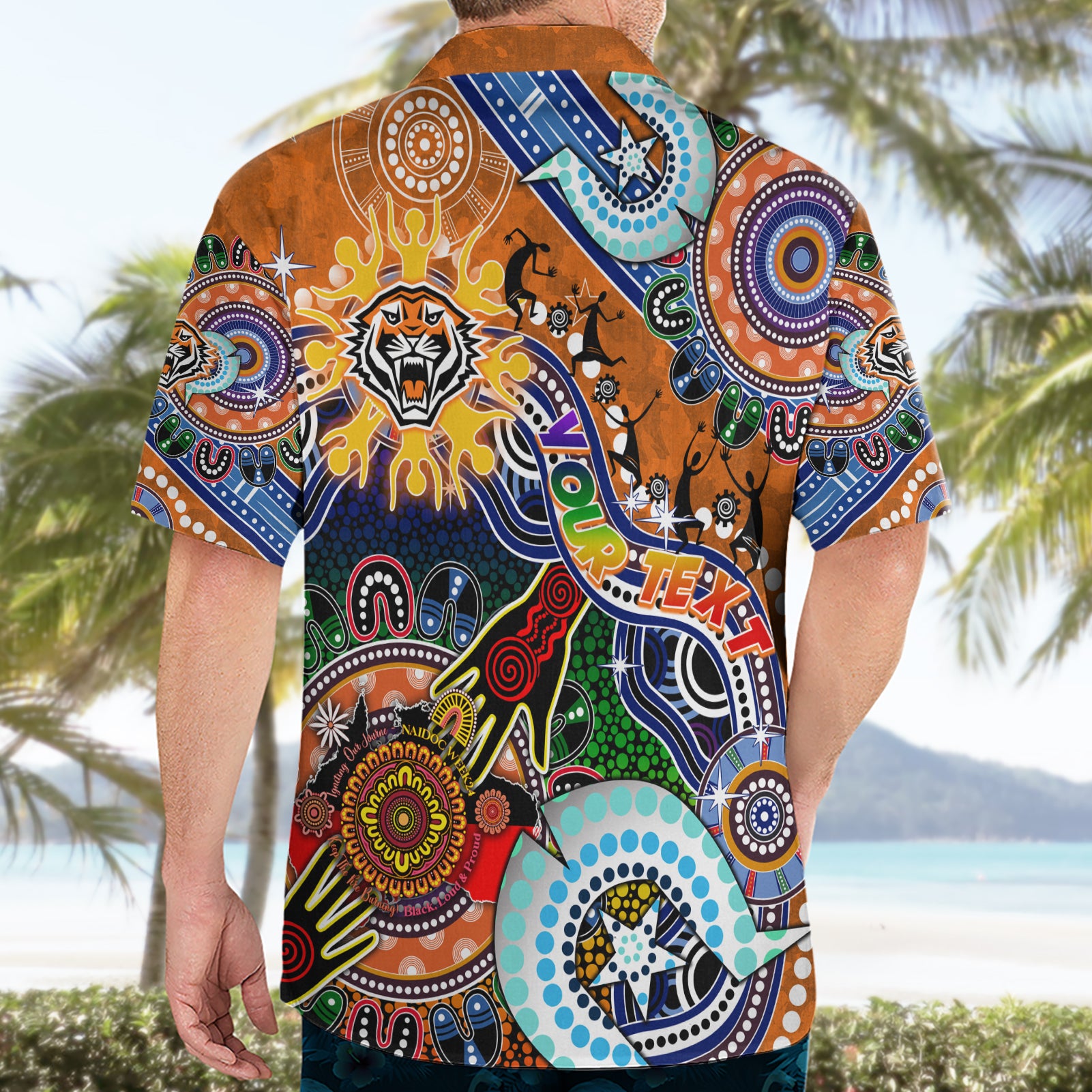 Personalised Tigers NAIDOC Week 2024 Hawaiian Shirt Australia Aboriginal Dot Painting - Vibe Hoodie Shop