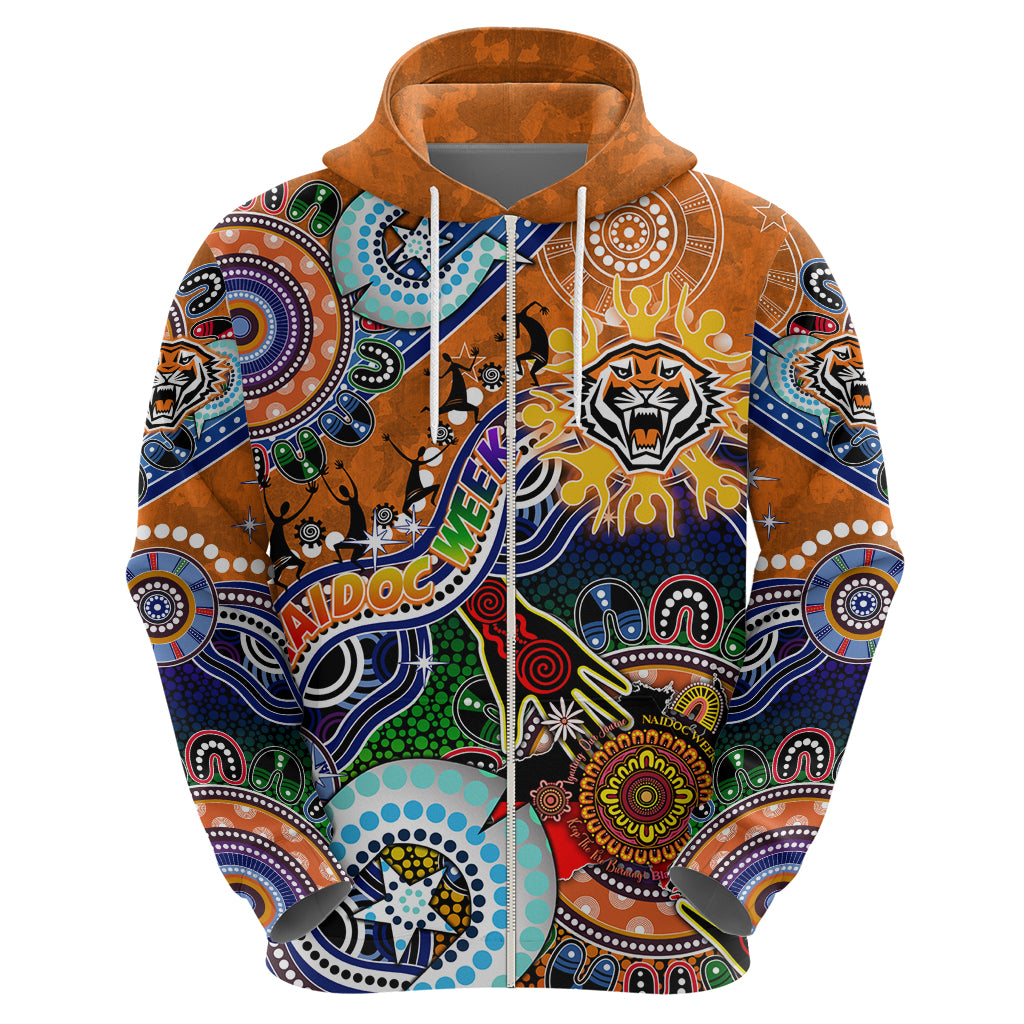Personalised Tigers NAIDOC Week 2024 Hoodie Australia Aboriginal Dot Painting - Vibe Hoodie Shop
