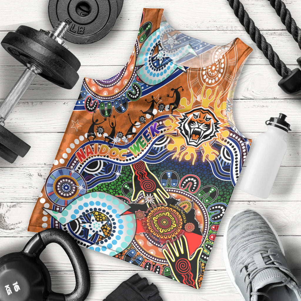 Personalised Tigers NAIDOC Week 2024 Men Tank Top Australia Aboriginal Dot Painting - Vibe Hoodie Shop