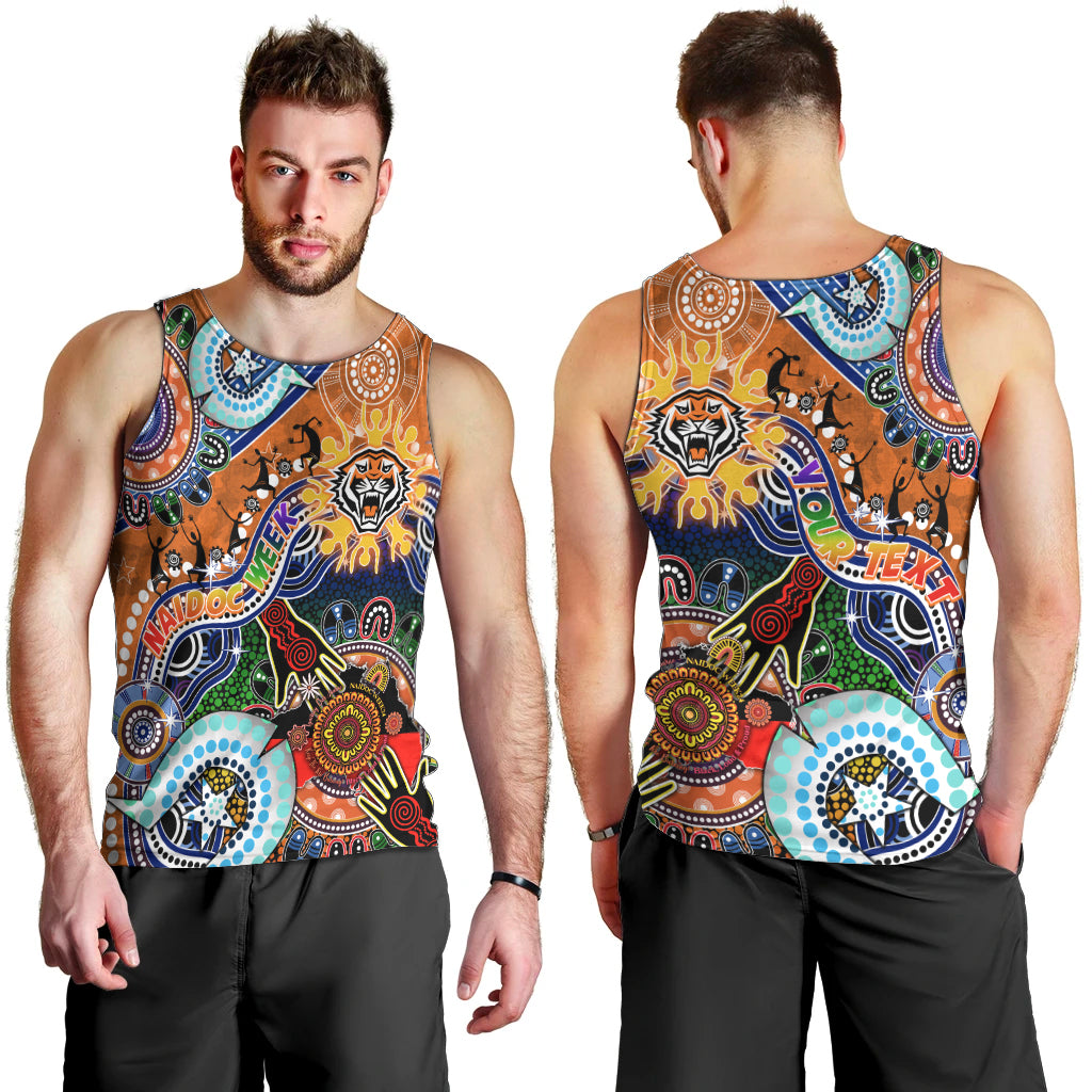 Personalised Tigers NAIDOC Week 2024 Men Tank Top Australia Aboriginal Dot Painting - Vibe Hoodie Shop