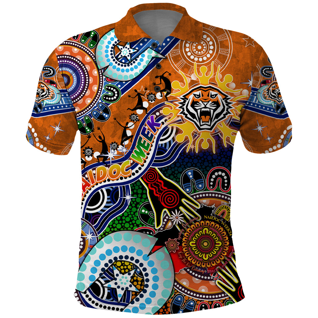 Personalised Tigers NAIDOC Week 2024 Polo Shirt Australia Aboriginal Dot Painting - Vibe Hoodie Shop