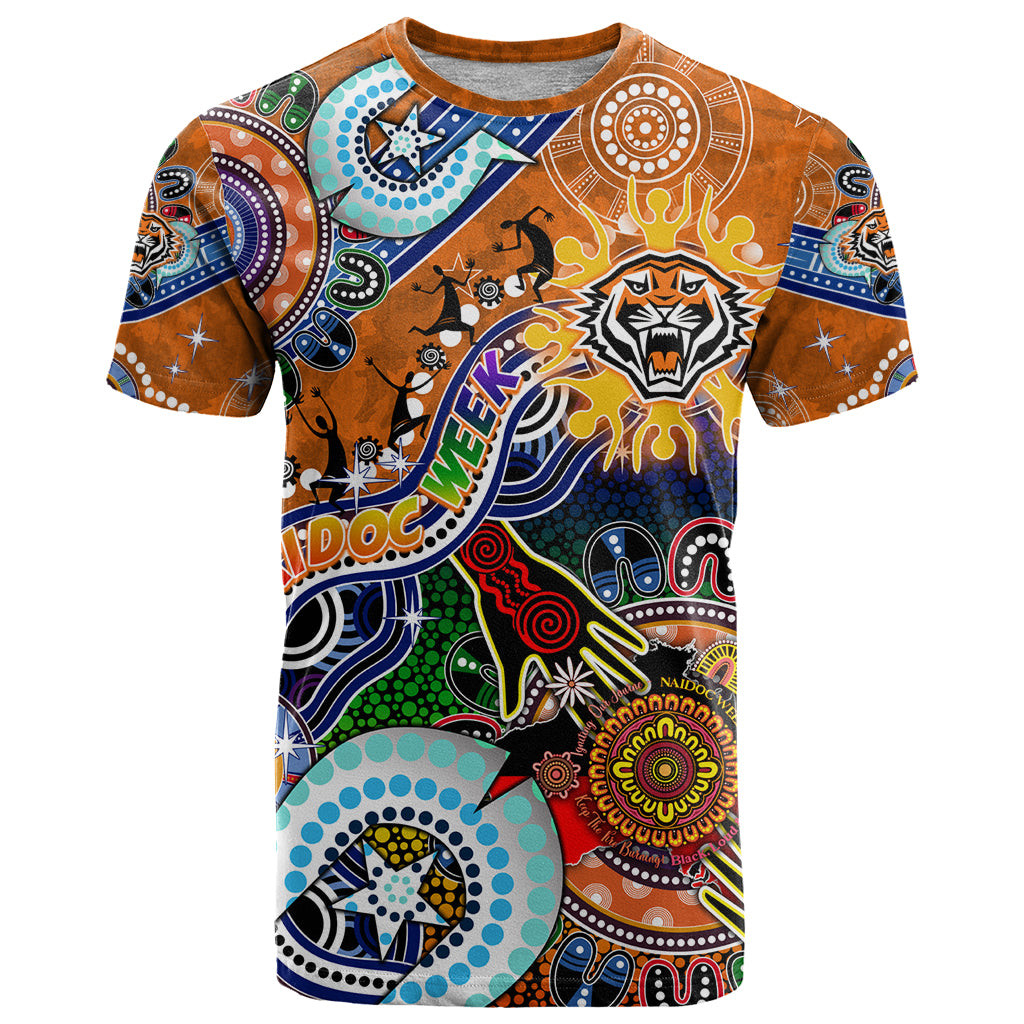 Personalised Tigers NAIDOC Week 2024 T Shirt Australia Aboriginal Dot Painting - Vibe Hoodie Shop