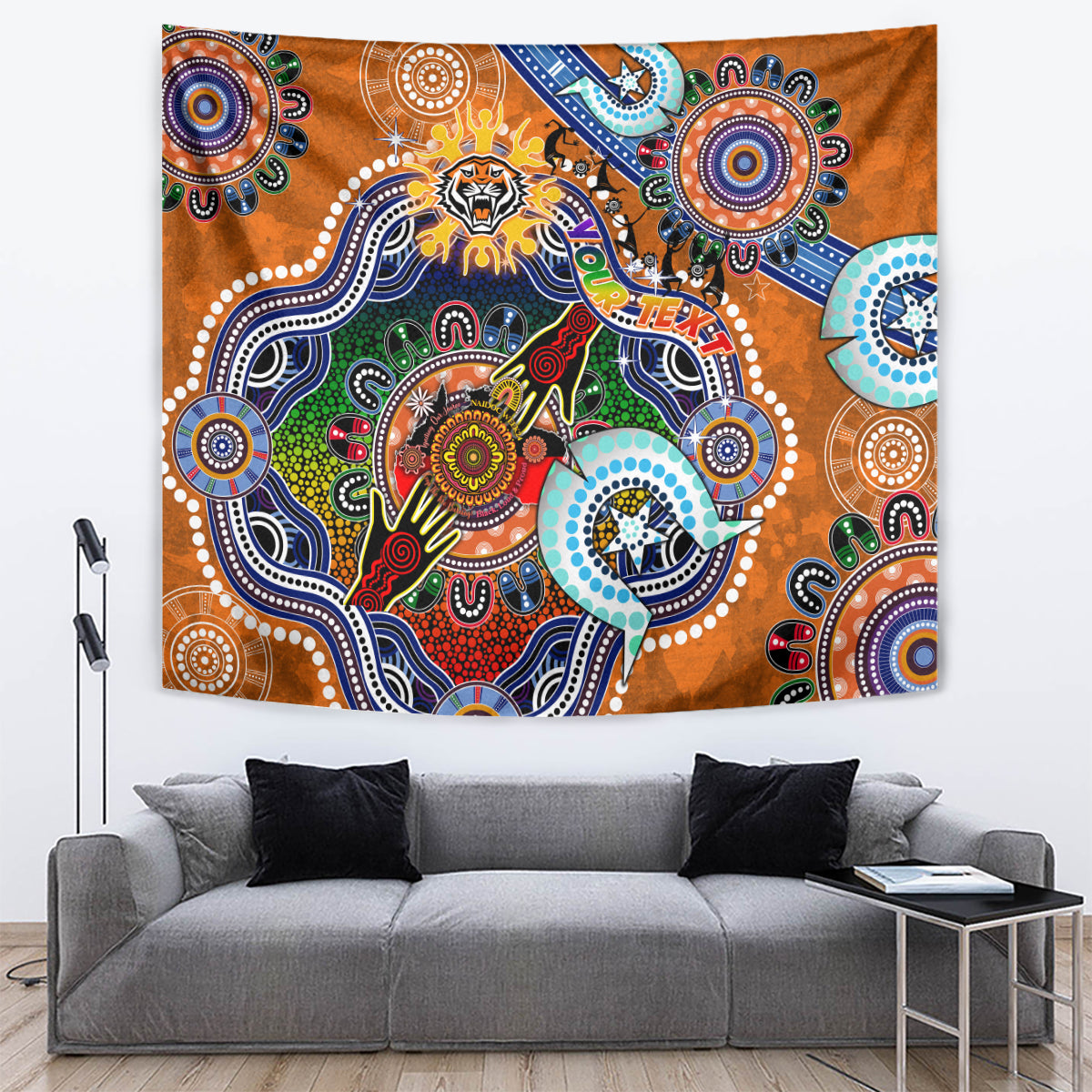 Personalised Tigers NAIDOC Week 2024 Tapestry Australia Aboriginal Dot Painting - Vibe Hoodie Shop