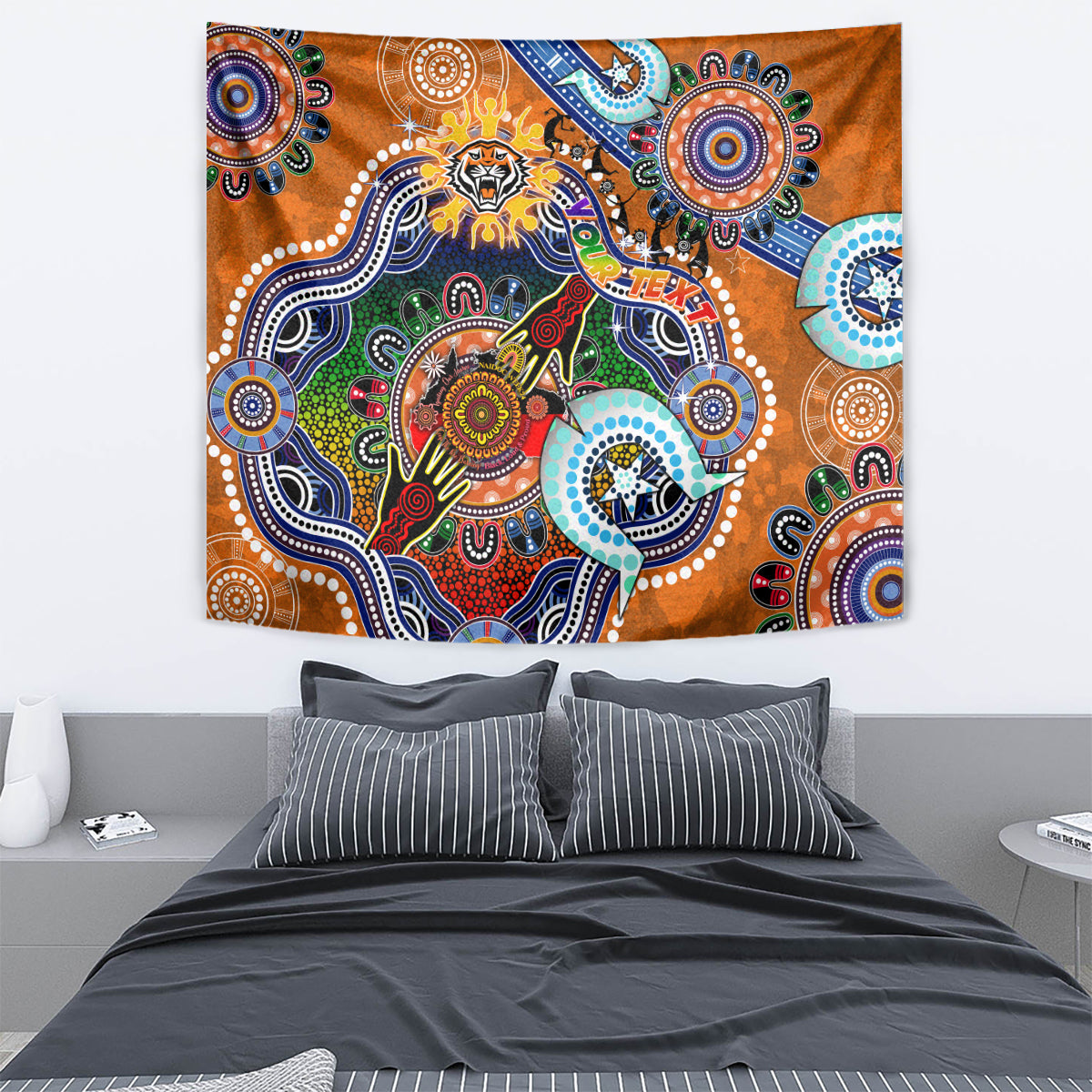 Personalised Tigers NAIDOC Week 2024 Tapestry Australia Aboriginal Dot Painting - Vibe Hoodie Shop