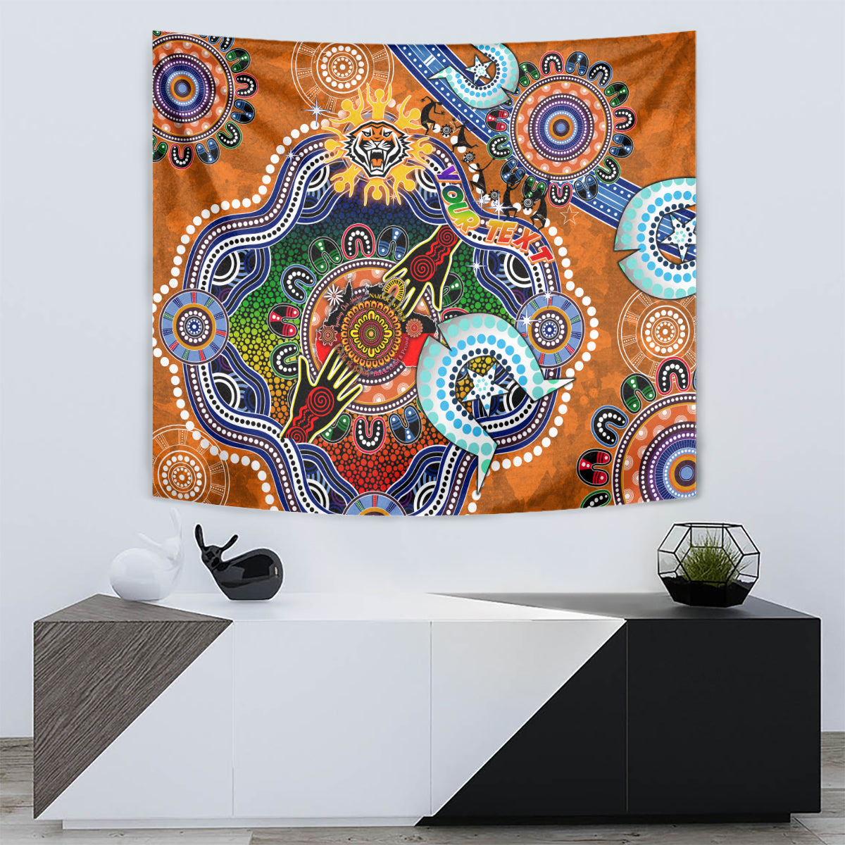 Personalised Tigers NAIDOC Week 2024 Tapestry Australia Aboriginal Dot Painting - Vibe Hoodie Shop