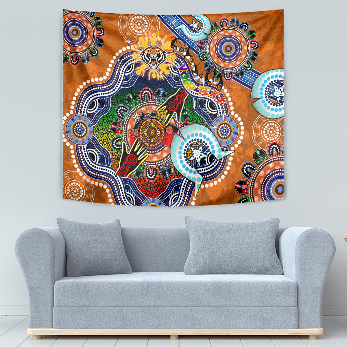 Personalised Tigers NAIDOC Week 2024 Tapestry Australia Aboriginal Dot Painting - Vibe Hoodie Shop